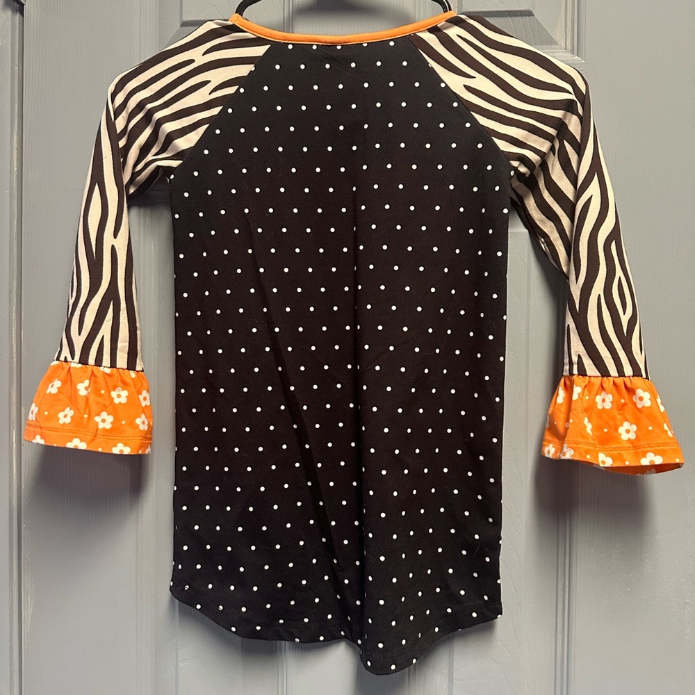 Kids Halloween Long Sleeve Tee - Black and Orange - Picture 3 of 3